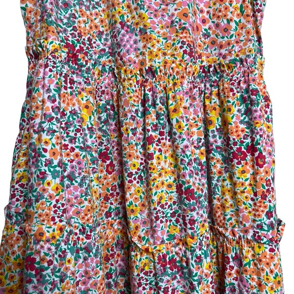 J. Crew Mixed-Floral Tiered Sleeveless Midi-Dress Size 02 - Picture 4 of 12